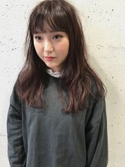 【お客様SNAP】バイオレットピンク×束感バング