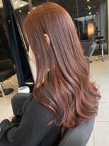 アクアオモテサンドウ(ACQUA omotesando)&nbsp;△ブリーチなし暖色系カラー韓国風オレンジブラウンロングヘア