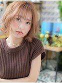 外国人風オレンジブラウン切りっぱなしロブa志木20代30代40代