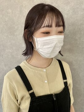 ムード カナザワ(mood kanazawa) インナーカラーパープル◎切りっぱなしボブ