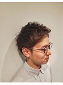 メンズ2ブロックアップバングショート　HOMMEHAIR2nd江ヶ崎