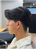 メンズ刈り上げセンターパートフェザーパーマ八王子