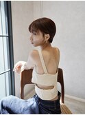 【ブリーチなし】オレンジブラウン×小顔ショート