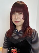 ビファインクーアヴェダ(Be fine coo AVEDA)&nbsp;ワインレッドレイヤーカット　顔周り姫カット/