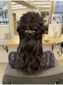 結婚式ハーフアップゆるふわウェーブ
