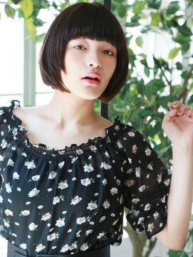 アニモフィオレンテ 大沢店(animo FIORENTE) +animo大沢+フルバング×暗髪ダークアッシュのぶつ切りボブJ