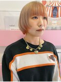 ブロンドベージュ/インナーオレンジ/ウルフショート【心斎橋】