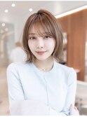 大人かわいい前髪セシルカットココアブラウンフリンジウェーブ