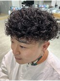プードルパーマハードスパイラルパーママッシュメンズパーマ束感