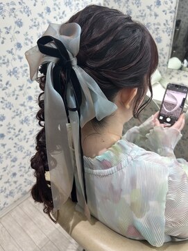 サクララ(Sakura la) 編み下ろしポニー/結婚式お呼ばれヘア/二次会ヘア/参列ヘア