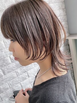 リアイス(Re:ICE) ミニウルフ/くすみブルー/流れるレイヤー/インナーハイライト