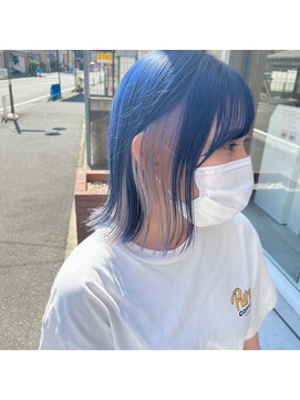 パーミル ヨコハマ(permille Yokohama) ディープブルーインナーホワイトブリーチカラーインナーカラー