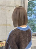 韓国顔まわりレイヤーカットグレージュオリーブベージュブラウン