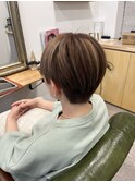 ピンクベージュ×脱白髪染め