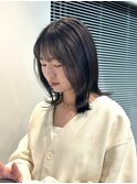 外ハネボブ、透明感カラー、グレージュ