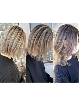 "ブリーチしない"ダブルカラーでダメージを最小限に抑え、ツヤ感・透明感のある外国人風カラーに