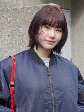 ネロ ヘアサロン 渋谷(NERO HAIR SALON) 【 松井 隆人 】レイヤーボブ　ボルドー　前髪あり