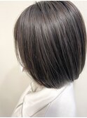極細ハイライト/アッシュグレージュ/ボブ