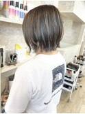 福山市Caary立体感コントラストハイライトカラー似合わせボブ