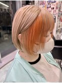 にじさんじ 伏見ガク ベージュ ウルフカット オレンジ ボブ