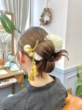 成人式ヘアセット/カチモリヘア/リボンヘア
