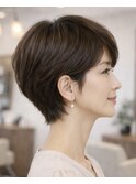 上品ショート/耳かけ/アッシュブラウン/30代/40代/50代