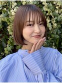 まとまるボブ/切りっぱなしボブ/オリーブカラー/艶カラー/透明感