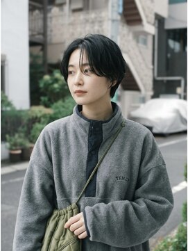 キビト(kibito) ワンカールパーマハンサムショート前髪無しショート