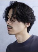 天神メンズパーマフェザーパーマシャドウパーマセンターパート