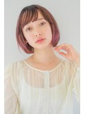 アッシュピンク/大人かわいいショートボブ/シースルーバング