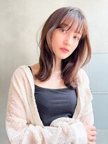 シースルーバング×ピンクブラウン