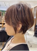 ●前下がりショートボブハンサムショートカットカラーパーマケア