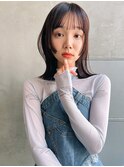 姫カットレイヤー×ワインレッド×アプリコットオレンジ