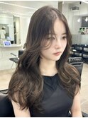 e16韓国ヘアーレイヤーカットブリーチなしマロングレージュ