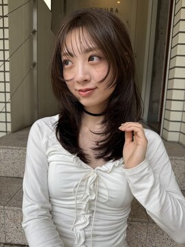 サクラ 岐阜(SAKURA) ぱっつん前髪×ワンカールで決まるフェイスレイヤー　ロング