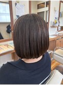 丸みボブ/ブラウンカラー
