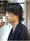 [kantamal]メンズミディアムウルフスパイラルパーマ