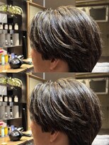 メンズココ メンズパーマ 韓国ヘア 日本橋店(MENS COCO) お客様スタイル ハイライトミディアムセンターパート
