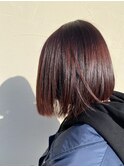 暖色前下がりボブ