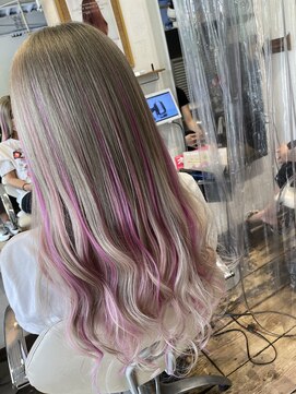 ヴァンクラウド 奈良店(VENT-CLOUD) 大人可愛いグラデーションシルバーピンクハイライトエクステ