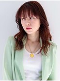 艶感大人暗髪チェリーレッド/ブリーチなしダブルカラー