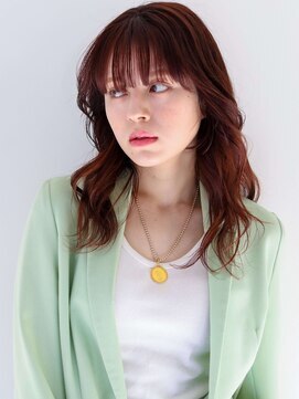 ガリカ 渋谷(Gallica) 艶感大人暗髪チェリーレッド/ブリーチなしダブルカラー