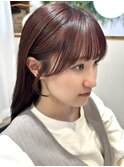 ◎美髪カールピンクブラウンエアリーロングセミディ似合わせ前髪