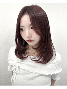 プランツヘアー 高宮店(Plants hair) ミディアルレイヤー × ピンクバイオレット 高宮 平尾 花畑