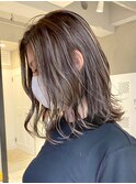 調布白髪ぼかしレイヤーボブベージュアッシュグレージュカラー