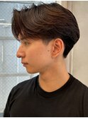 刈り上げセンターパートテーパーフェードカットニュアンスパーマ