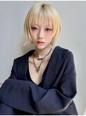 ブロンド×ハッシュカット×垢抜け ウルフカット 外ハネA0528