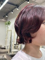 ユニークバイケンジ 町田(unique KENJE) ミニボブパーマ × ブリーチなしワインレッド