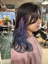 モモ(momo)&nbsp;ハイトーンインナーカラーイヤリングカラーブルーラベンダー渋谷