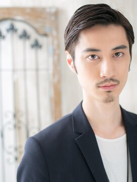 トニーアンドガイ メン 与野駅前店(TONI&GUY MEN) ジェントルなネイビーブラック七三オールバックショートh与野